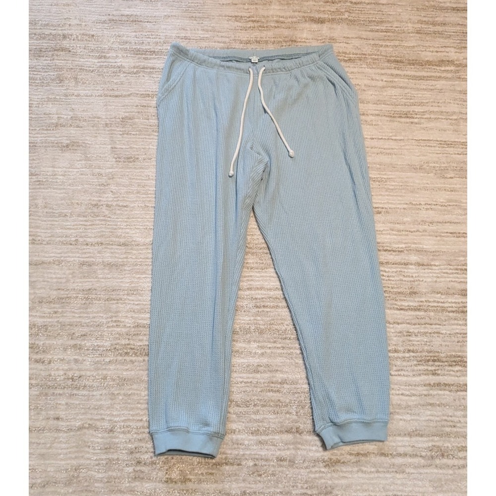 Aerie Lounge Set Womens Sz XL 2 Pc Waffle Knit Hoodie & Joggers Blue Comfort - Picture 8 of 11